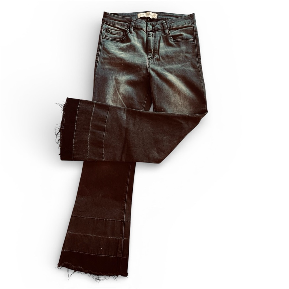 Hidden Charcoal Wash Size 28 Ringed & Frayed Flare Jeans